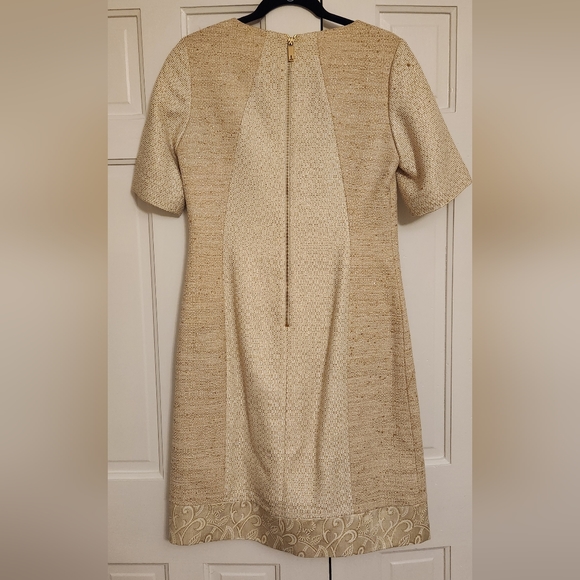 TED BAKER • Gold & Cream Weave Dress with Embellishments, Size 3 (Mediu… - Picture 7 of 8
